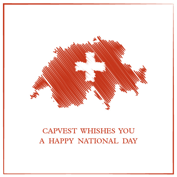 Visuel institutionnel fête nationale suisse, communication corporate réalisée par Capvest